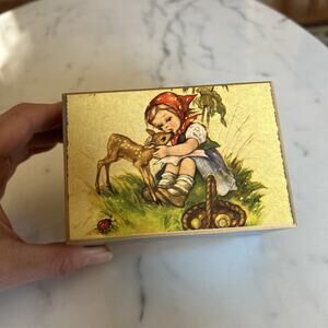 Vintage Hummel Music Box Girl with Deer, Lara’s Theme, Thorens Movement, Swiss